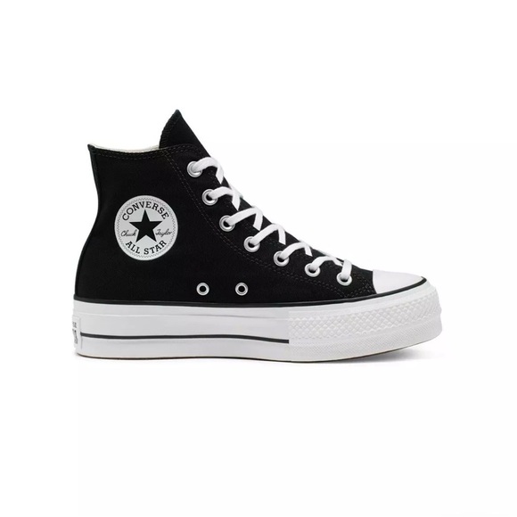 Converse Women's PLATFORM Black and White High-Top Sneakers - size 7.5 - Picture 3 of 14